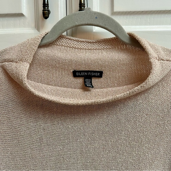 Eileen Fisher Parfait Funnel Neck Lurex Cotton Shine Sweater Rose Gold Size L/XL - Picture 7 of 11